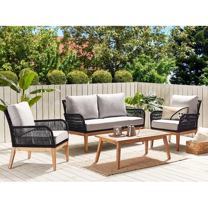 Garden Lounge Set with Table 4 Seater MERANO Acacia Wood Grey