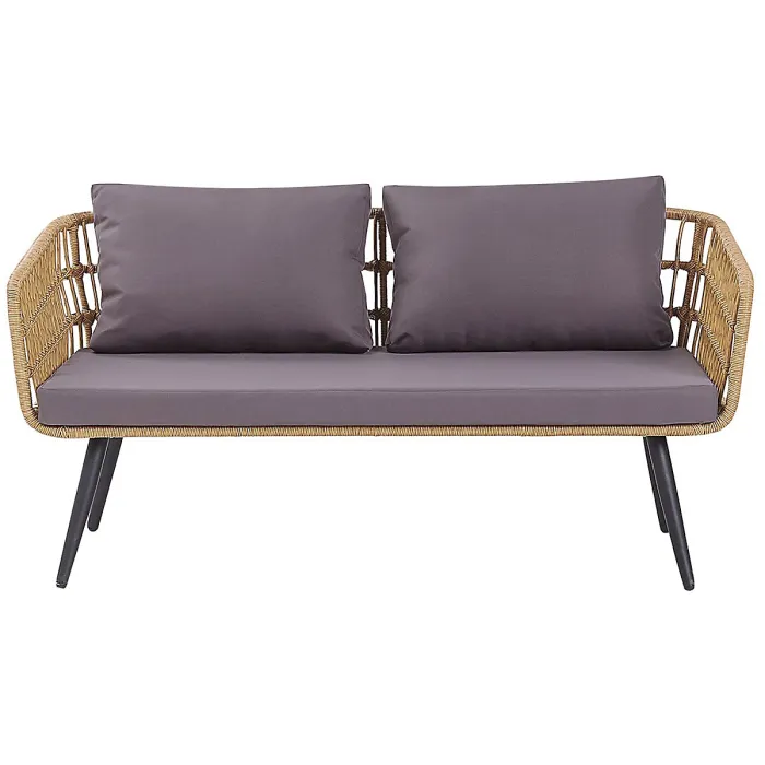 Garden Lounge Set with Table 4 Seater FOBELLO PE Rattan Beige