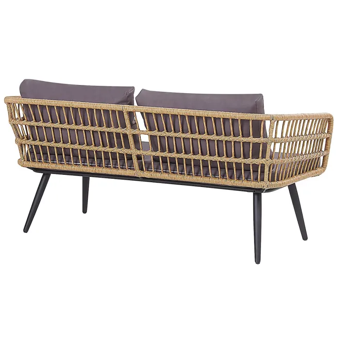 Garden Lounge Set with Table 4 Seater FOBELLO PE Rattan Beige