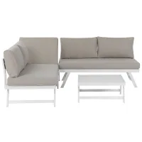 Garden Corner Sofa with Table 5 Seater COCCORINO Metal Taupe