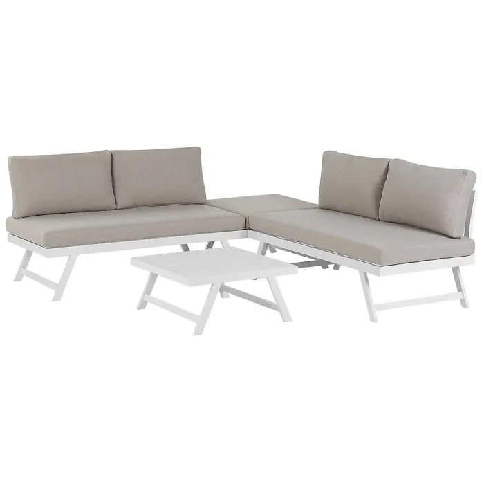 Garden Corner Sofa with Table 5 Seater COCCORINO Metal Taupe