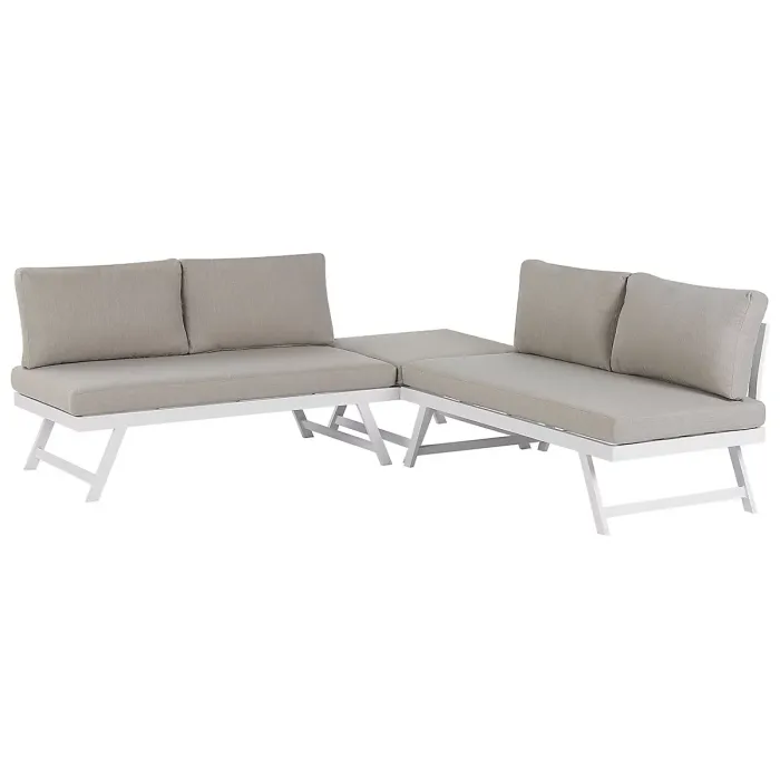 Garden Corner Sofa with Table 5 Seater COCCORINO Metal Taupe