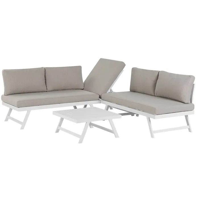 Garden Corner Sofa with Table 5 Seater COCCORINO Metal Taupe