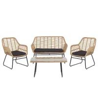 Garden Lounge Set with Table 4 Seater MINORI PE Rattan Beige