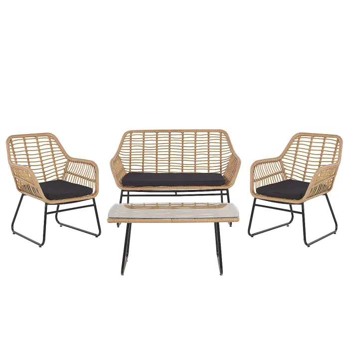 Garden Lounge Set with Table 4 Seater MINORI PE Rattan Beige
