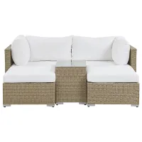 Garden Lounge Set with Table 2 Seater NOTO Modular PE Rattan Light Brown