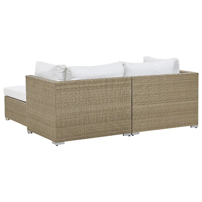 Garden Lounge Set with Table 2 Seater NOTO Modular PE Rattan Light Brown