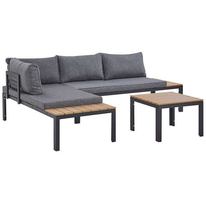 Garden Corner Sofa with Table 4 Seater PIENZA II Right Hand Modular Grey