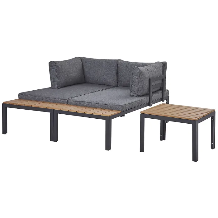 Garden Corner Sofa with Table 4 Seater PIENZA II Right Hand Modular Grey