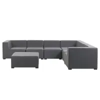 Garden Corner Sofa with Ottoman 7 Seater AREZZO Left Hand Modular Grey