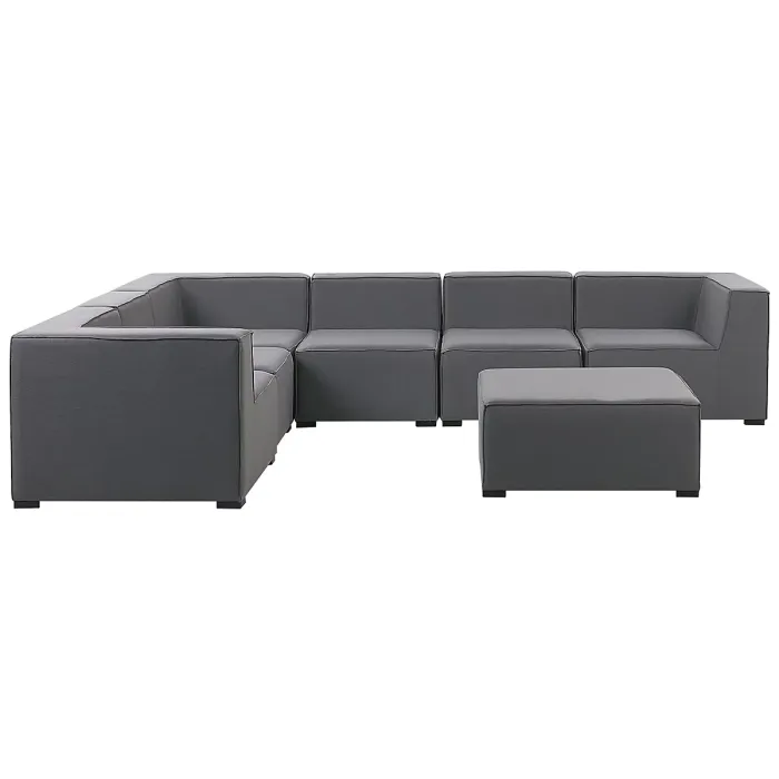 Garden Corner Sofa with Ottoman 7 Seater AREZZO Left Hand Modular Grey
