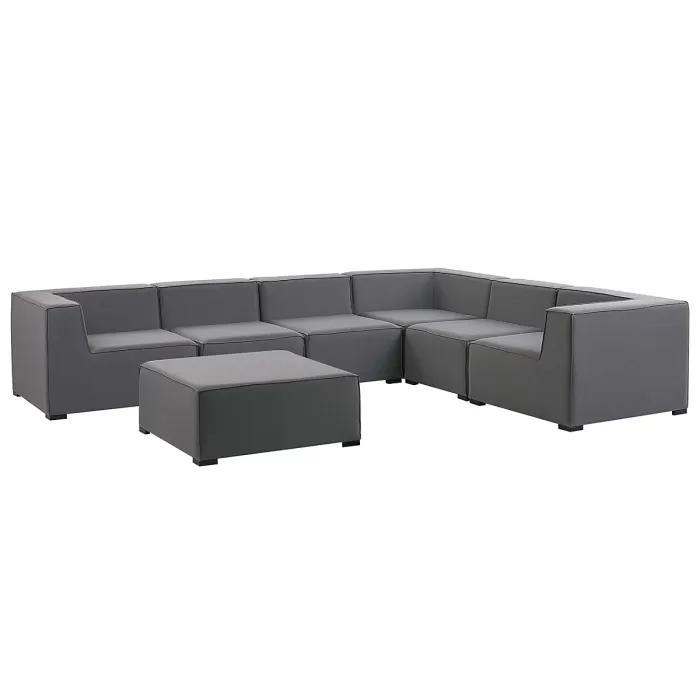 Garden Corner Sofa with Ottoman 7 Seater AREZZO Left Hand Modular Grey