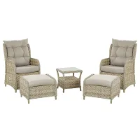 Garden Lounge Set with Table and Ottoman 2 Seater PONZA PE Rattan Beige