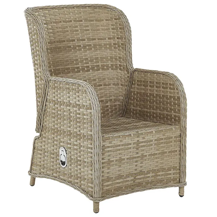 Garden Lounge Set with Table and Ottoman 2 Seater PONZA PE Rattan Beige