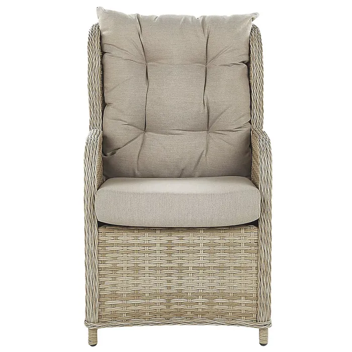 Garden Lounge Set with Table and Ottoman 2 Seater PONZA PE Rattan Beige