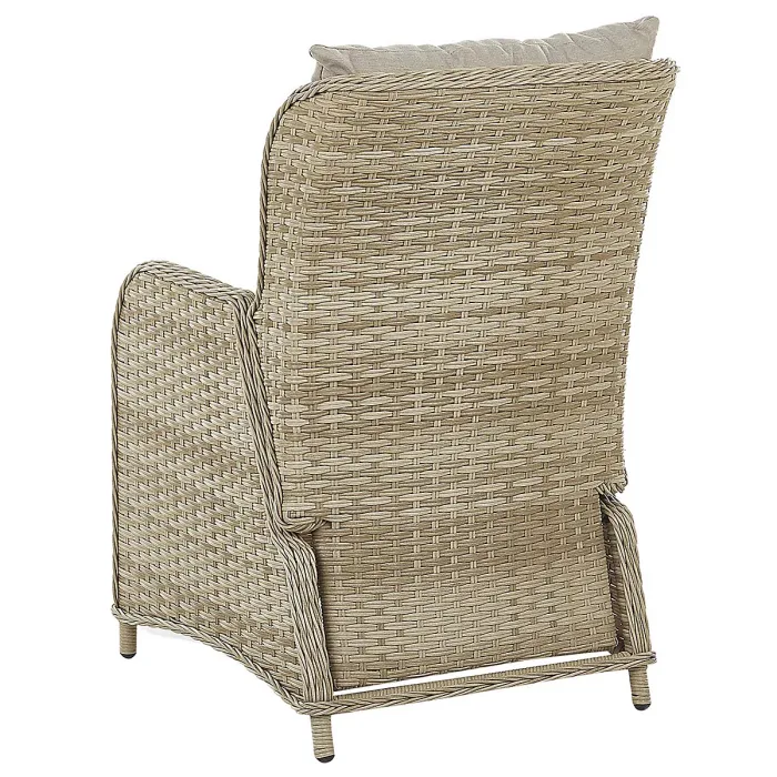 Garden Lounge Set with Table and Ottoman 2 Seater PONZA PE Rattan Beige