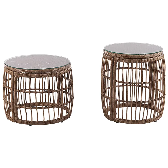 Garden Lounge Set with Table 4 Seater RAVELLO PE Rattan Natural