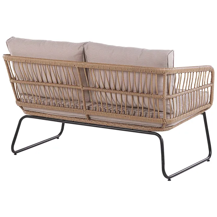 Garden Lounge Set with Table 4 Seater RAVELLO PE Rattan Natural