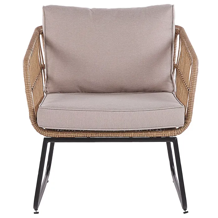 Garden Lounge Set with Table 4 Seater RAVELLO PE Rattan Natural