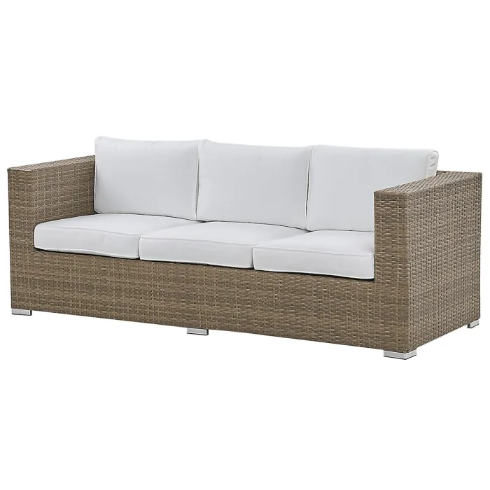 Garden Lounge Set with Table and Ottoman 5 Seater BELLUNO PE Rattan White