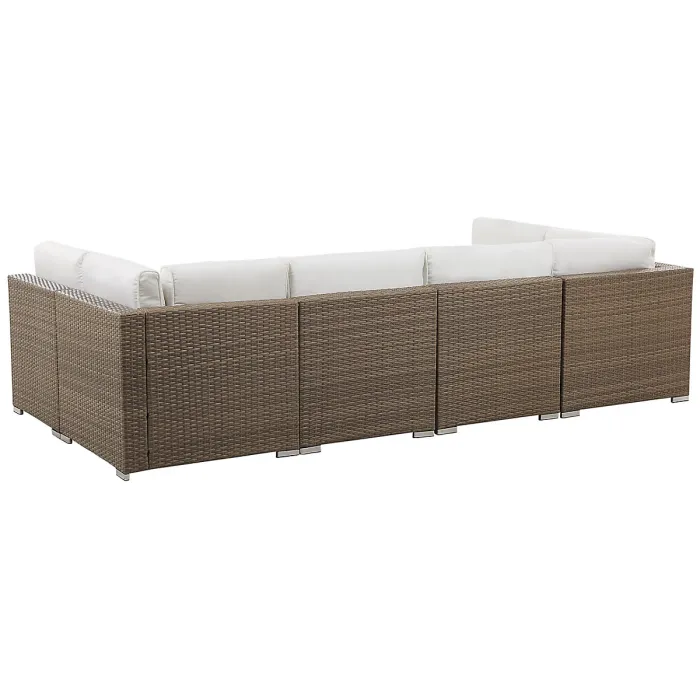 Garden Corner Sofa with Table 6 Seater BELVEDERE PE Rattan White