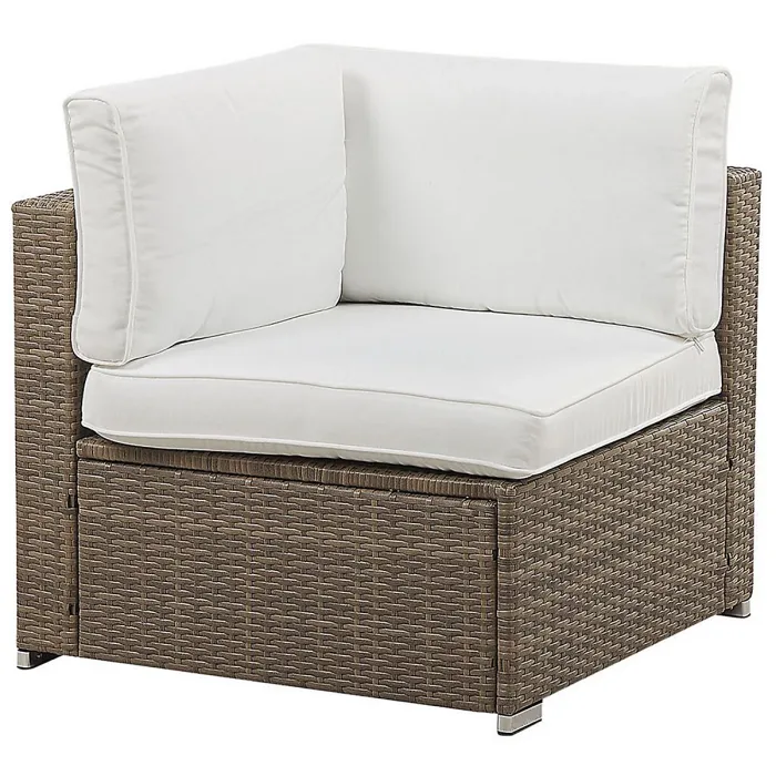 Garden Corner Sofa with Table 6 Seater BELVEDERE PE Rattan White