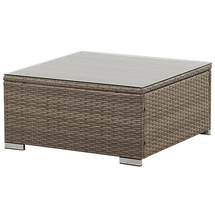 Garden Corner Sofa with Table 6 Seater BELVEDERE PE Rattan White