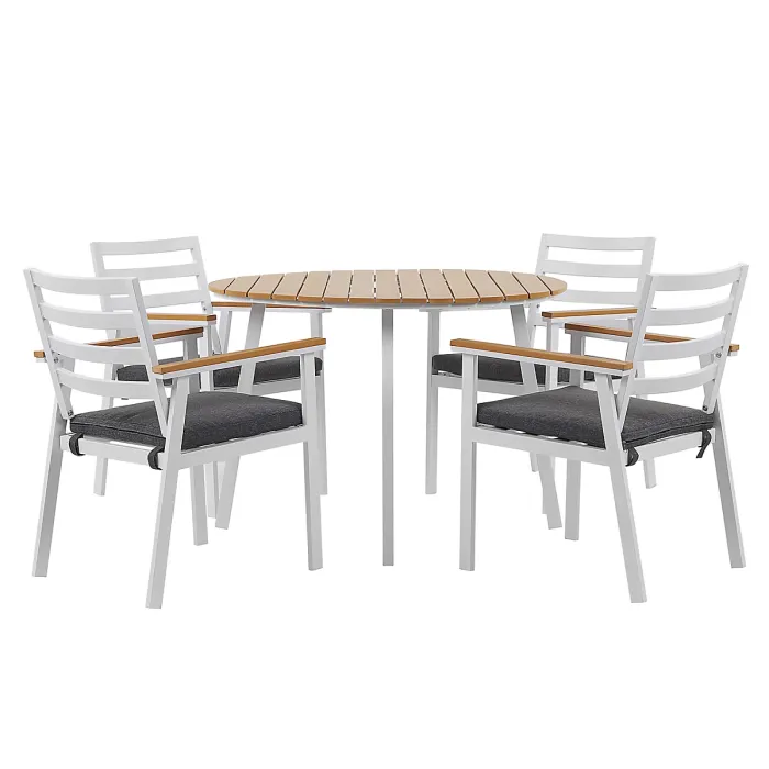 Garden Dining Set 4 Seater CAVOLI with Cushions Metal Grey