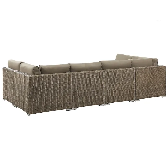 Garden Corner Sofa with Table 6 Seater BELVEDERE PE Rattan Brown