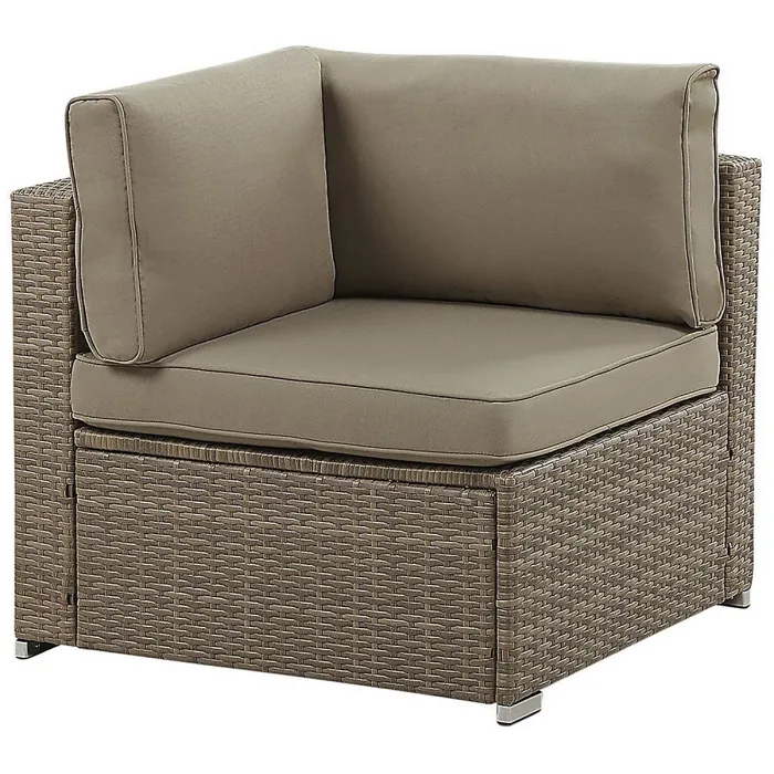 Garden Corner Sofa with Table 6 Seater BELVEDERE PE Rattan Brown