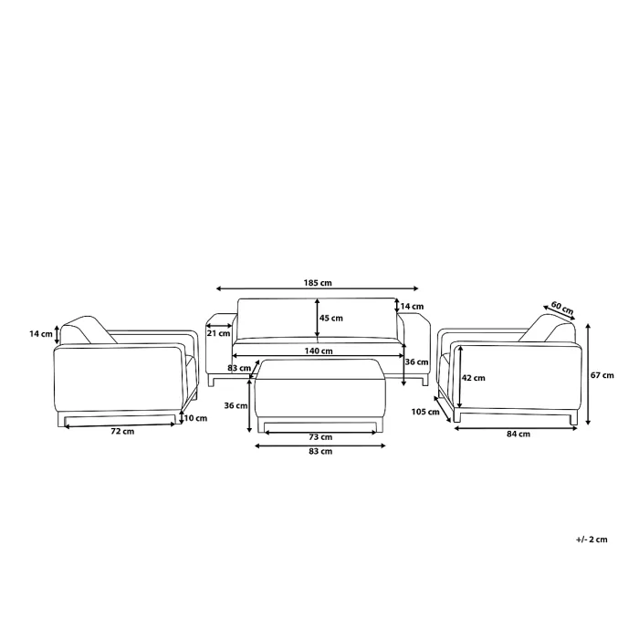 Garden Lounge Set with Table 5 Seater ROVIGO Grey