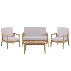 Garden Lounge Set with Table 4 Seater PALLANO Acacia Wood Taupe