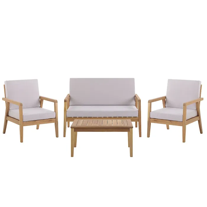 Garden Lounge Set with Table 4 Seater PALLANO Acacia Wood Taupe