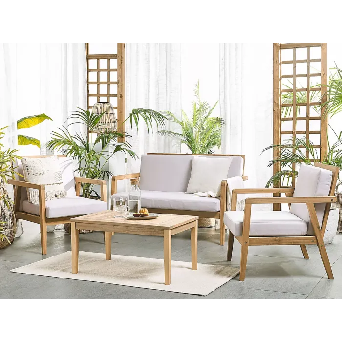 Garden Lounge Set with Table 4 Seater PALLANO Acacia Wood Taupe