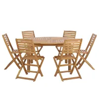 Garden Dining Set 6 Seater TOLVE Acacia Wood Brown