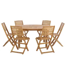 Garden Dining Set 6 Seater TOLVE Acacia Wood Brown