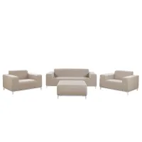 Garden Lounge Set with Table 5 Seater ROVIGO Beige