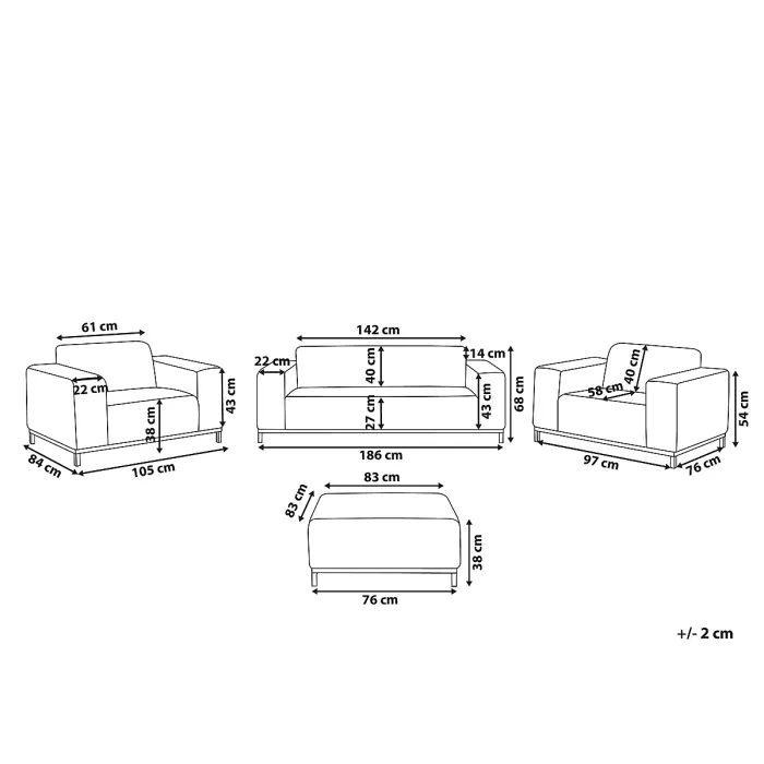 Garden Lounge Set with Table 5 Seater ROVIGO Beige