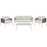 Garden Lounge Set with Table 5 Seater BORELLO Metal White