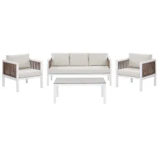 Garden Lounge Set with Table 5 Seater BORELLO Metal White