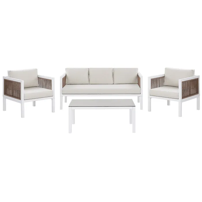 Garden Lounge Set with Table 5 Seater BORELLO Metal White