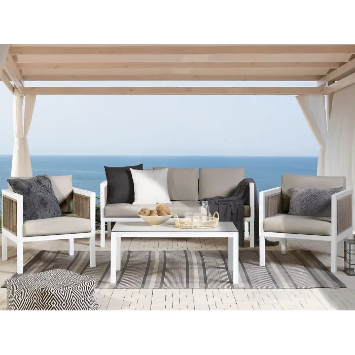 Garden Lounge Set with Table 5 Seater BORELLO Metal White