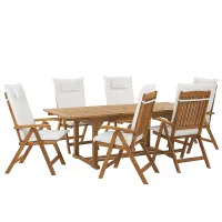 Garden Dining Set 6 Seater JAVA with Cushions Acacia Wood Off-White