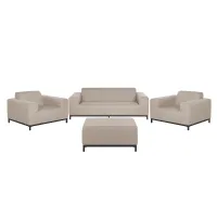 Garden Lounge Set with Table 5 Seater ROVIGO Beige
