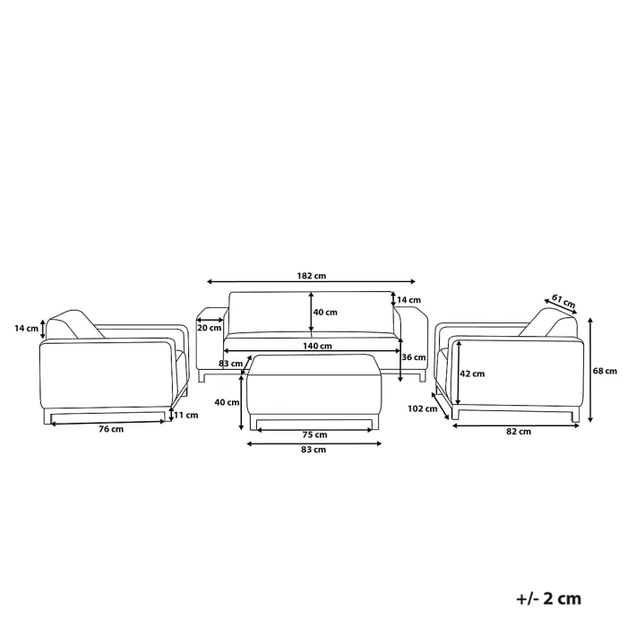 Garden Lounge Set with Table 5 Seater ROVIGO Grey