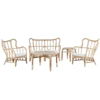 Garden Lounge Set with Table 4 Seater BRINDISI Rattan Natural