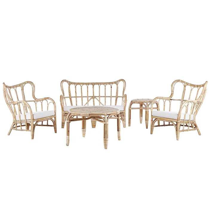 Garden Lounge Set with Table 4 Seater BRINDISI Rattan Natural