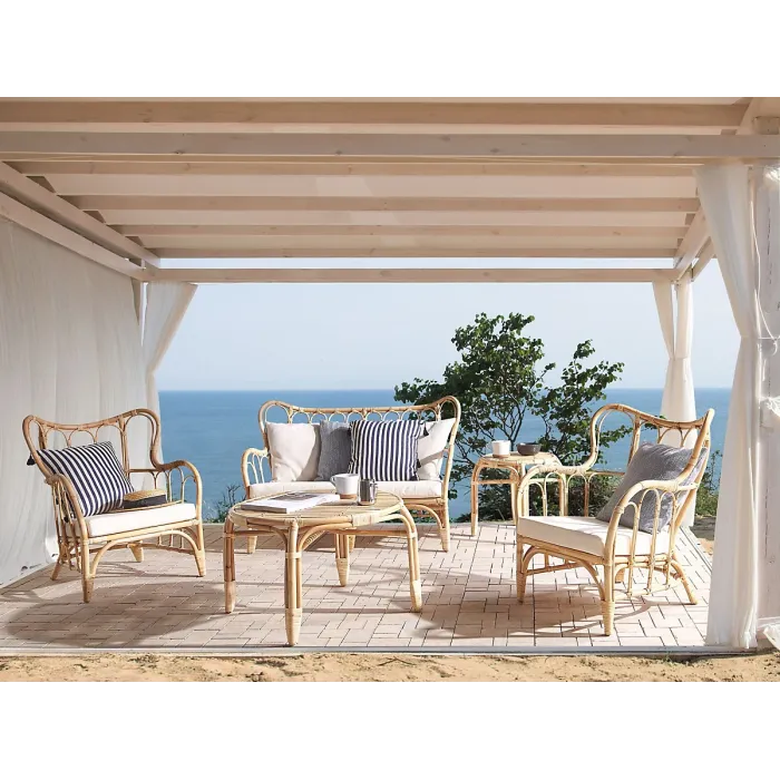 Garden Lounge Set with Table 4 Seater BRINDISI Rattan Natural