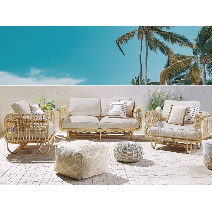 Garden Sofa Set 4 Seater DOLCEDO Rattan Beige