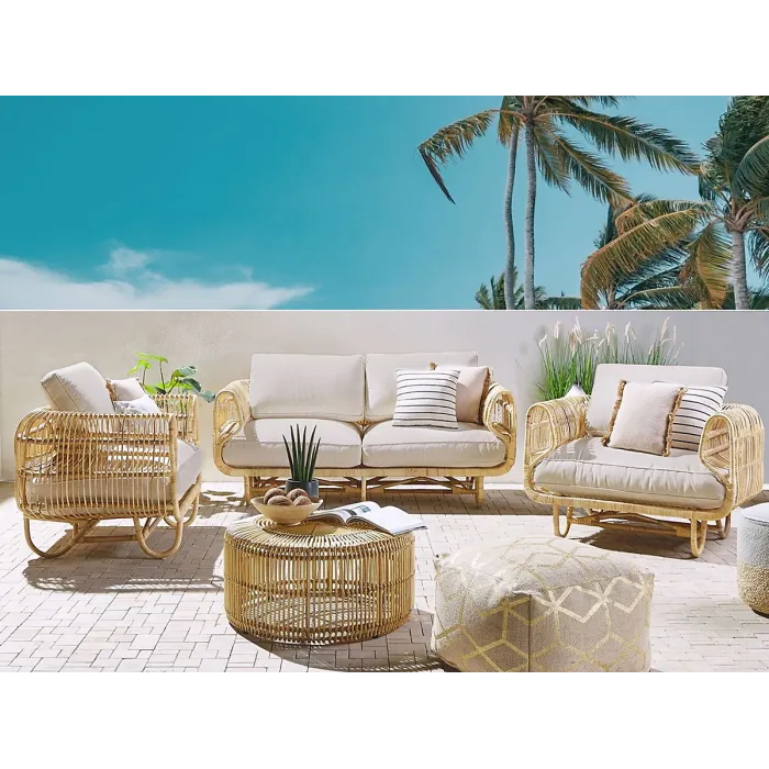 Garden Lounge Set with Table 5 Seater DOLCEDO/LIMNI Rattan Beige